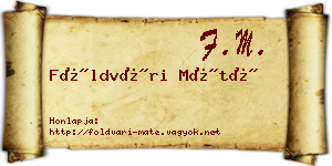 Földvári Máté névjegykártya